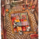 Showing Rugs, Fez, 20" x 17", mixed media on Arches paper, 2026 © Bill Russell